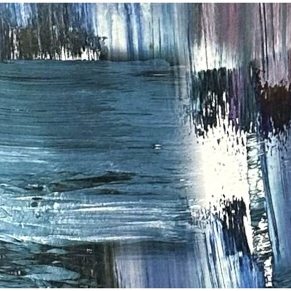 Anni Kuan Medium Ocean Jersey Dress Medium Abstract Art Draped Cowl Sleeveless - Picture 9 of 10